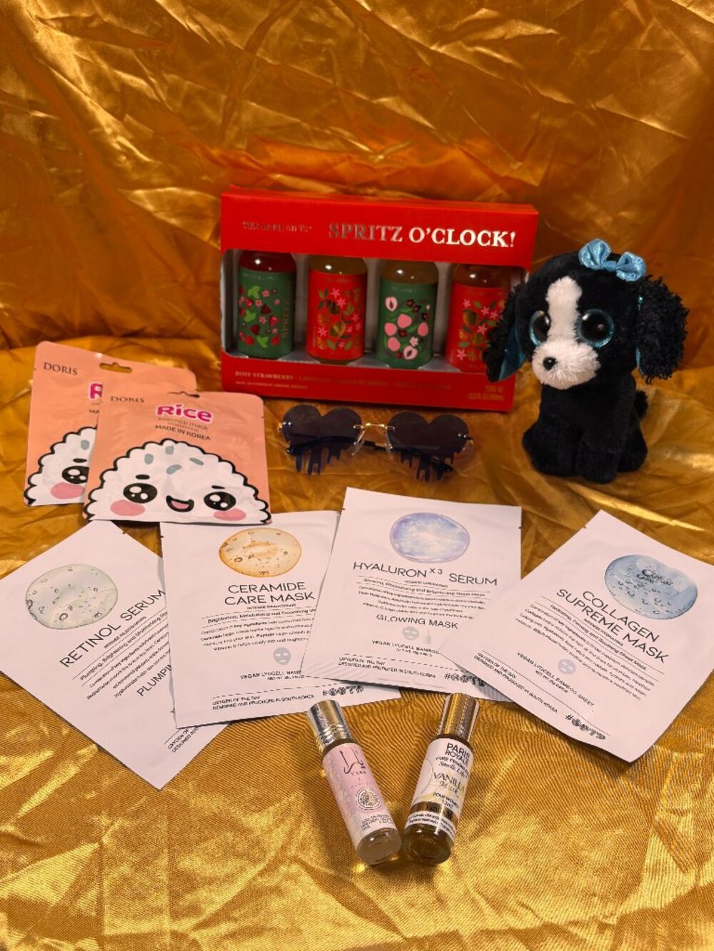 Beauty Gift Bundle Plush Dog Masks Perfume Sunglasses Spritz Set Korean